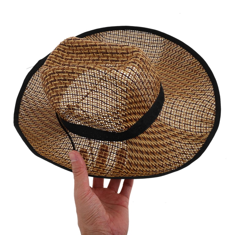 BESTYASH Straw Cowboy Style Hat Blue Wide Brim Outdoor  display picture 1