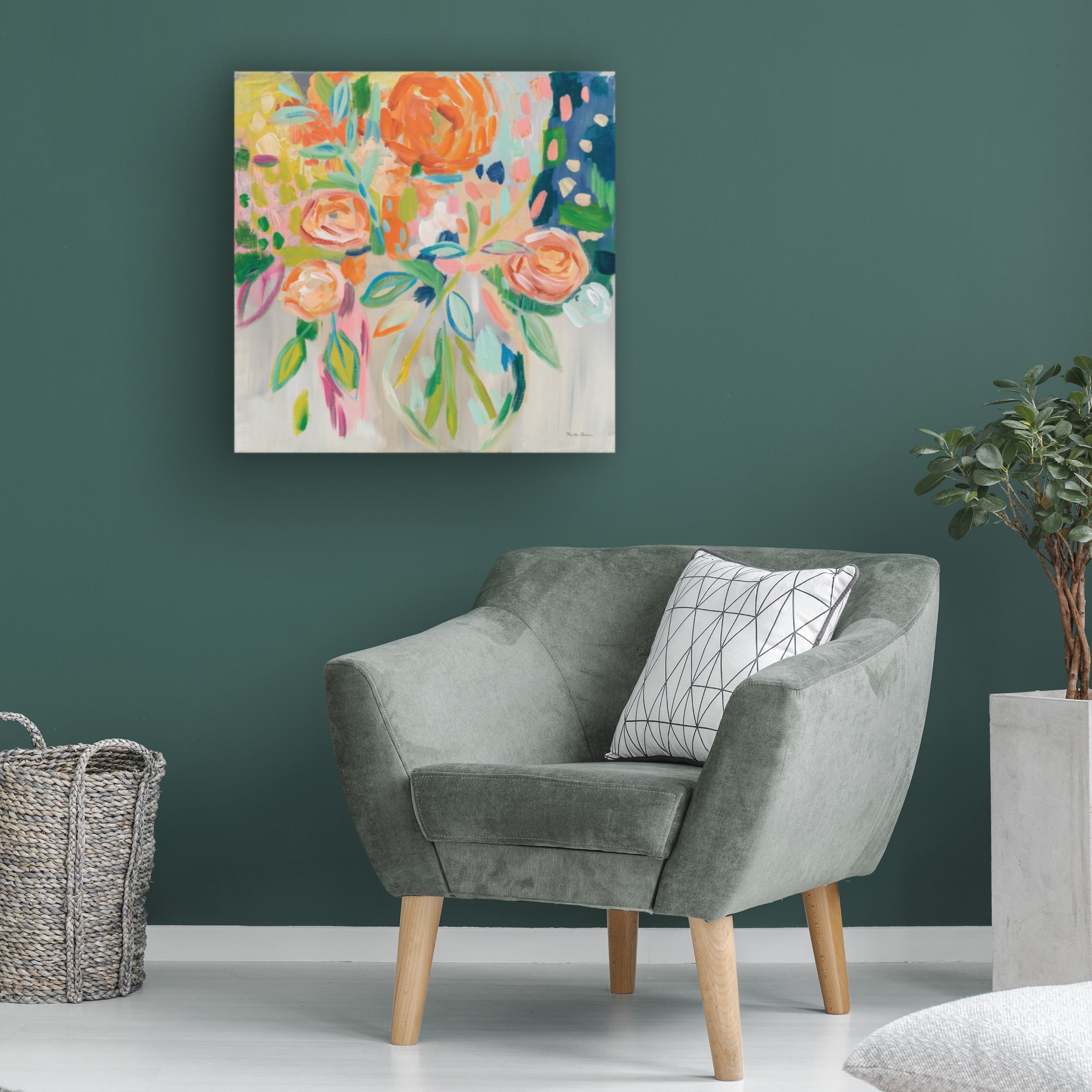 Farida Zaman 'Summer Orange Floral' Canvas Art