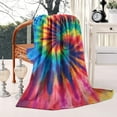 thumbnail image 2 of Colorful Rainbow Tie Dye Spiral Pattern Blanket,Comfortable Soft Flannel Throw Blanket,All Season,Warm Lightweight Blankets for Sofa Bed Couch Living Room Chair,50"x60", 2 of 4