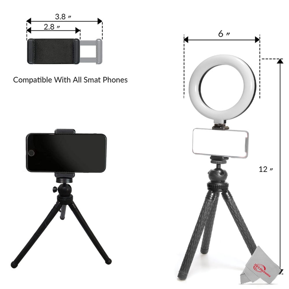 Vivitar Vlog Podcast 6 Inch LED Ring Light Dimmable Lamp for Smartphones/ Iphone