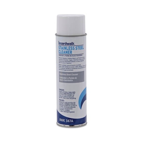 Boardwalk Stainless Steel Cleaner and Polish, Lemon, 18 oz Aerosol Spray, Each