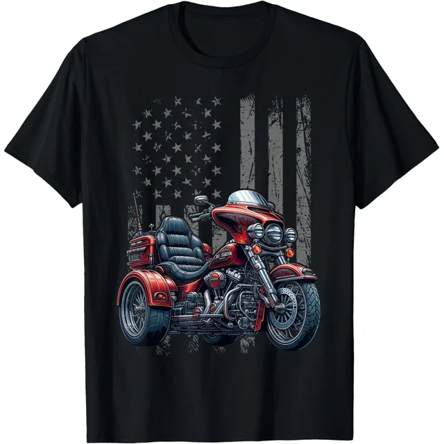 Three Wheel Trike Motorcycle Freedom Rider Patriotic Style Unisex T-Shirt, up to size 5XL