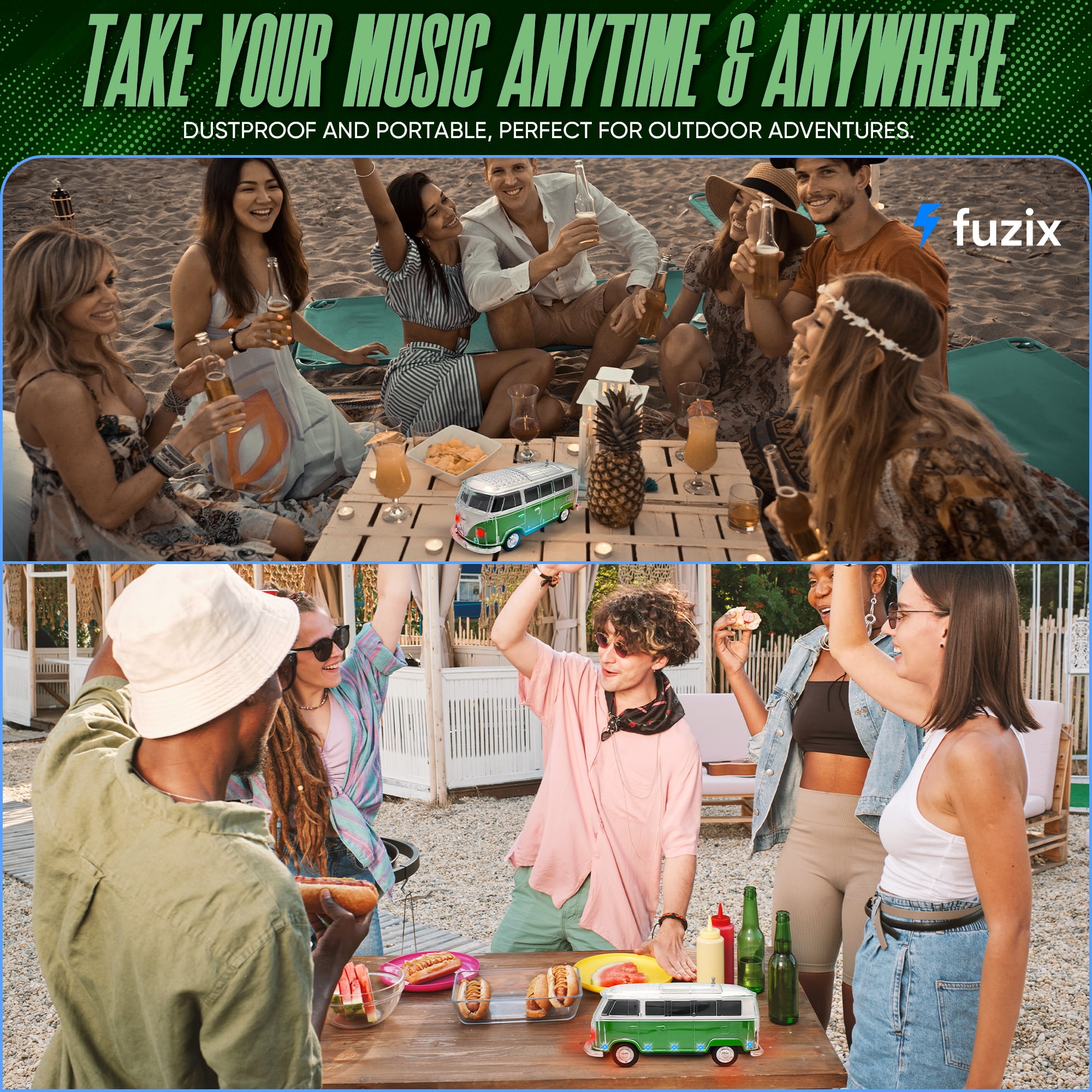 Fuzix WS-267 Car Bluetooth Portable Speaker with LED AUX USB FM Rechargeable