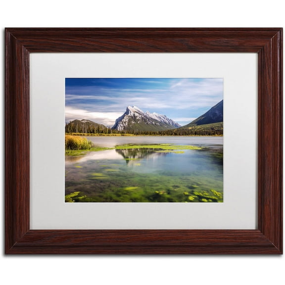 Trademark Fine Art 'Mount Rundle Banff' Canvas Art by Pierre Leclerc, White Matte, Wood Frame
