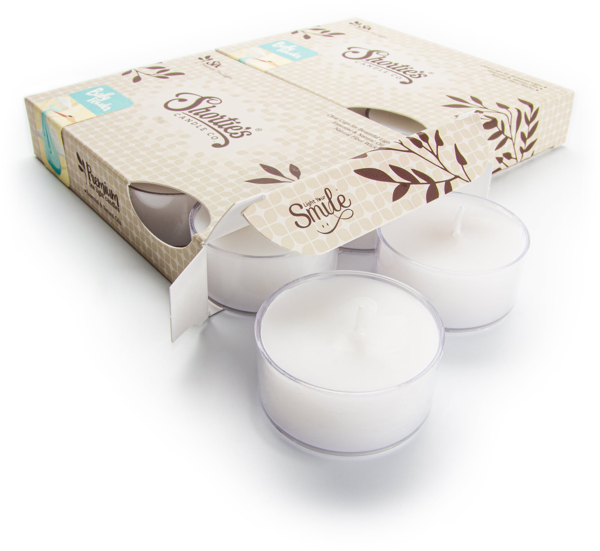Baby Powder Tealight Candles Multi Pack - 12 White Premium Scented Tea Lights - Natural Oils - Shortie's Candle Company