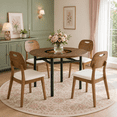 thumbnail image 2 of 42 Inch Round Dining Table Set with 4 Walnut Chairs and PU Leather Seats for Dining Room, 2 of 8