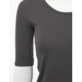 thumbnail image 4 of SSOULM Women's 1/2 Sleeve Crewneck Cotton Basic Slim Fit T-Shirt Top with Plus Size, 4 of 4