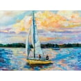 thumbnail image 2 of Vertentes, Jeanette 24x19 Black Ornate Wood Framed with Double Matting Museum Art Print Titled - Sunday Sail, 2 of 4