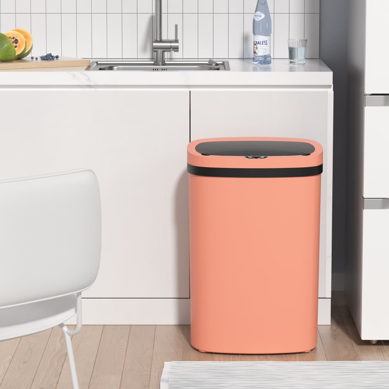YRLLENSDAN 13 Gallon Trash Can Motion Sensor Touchless Automatic Garbage Cans with Lid and Odor Filter for Kitchen Bedroom Office Living Room, Pink