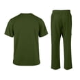 thumbnail image 3 of Domuza Scrubs for Men Set - V-Neck Scrub Top and Straight Leg Pants with Multiple Pockets Army Green L, 3 of 5