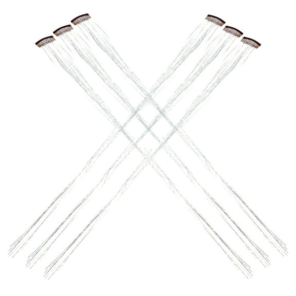 WHAMVOX 6Pcs 10.6x1.3in PET Gold and Silver Wire Hair Tinsel Accessories for Daily Dress Up and Stage Performances