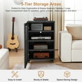 thumbnail image 4 of Wirrytor 5-Tier Mobile AV Media Cabinet with Slatted Door, Modern Rolling Stereo Rack, Audio Video Stand with Adjustable Shelves, Black, 4 of 7