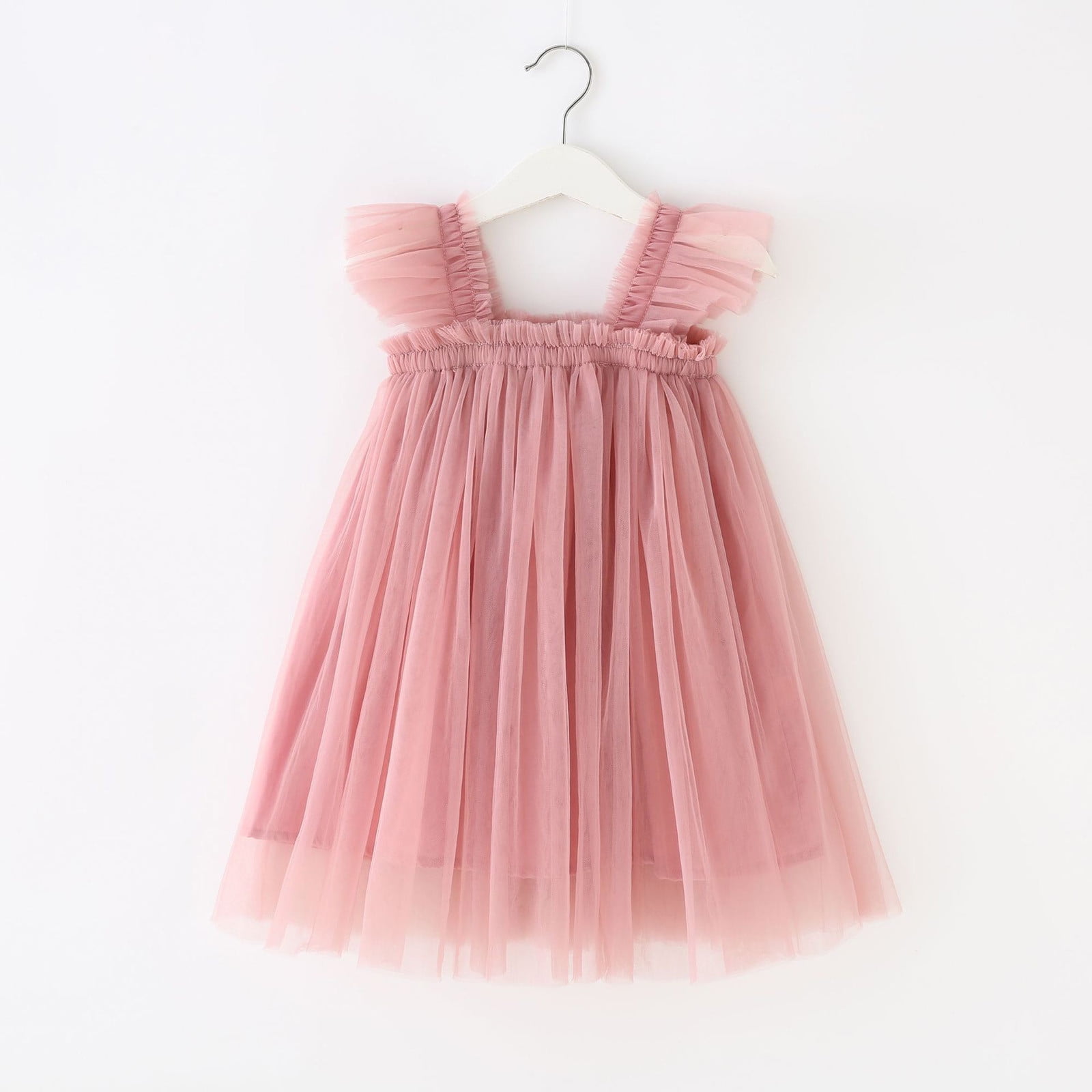 PEZHADA Baby Girl Clothes Toddler Baby Girl Dresses Flower Girl Dresses Dresses for Baby Girls Toddler Kids Cute Summer Mesh Solid Color Flying Sleeve Suspenders Dress Skirt Pink Walmart