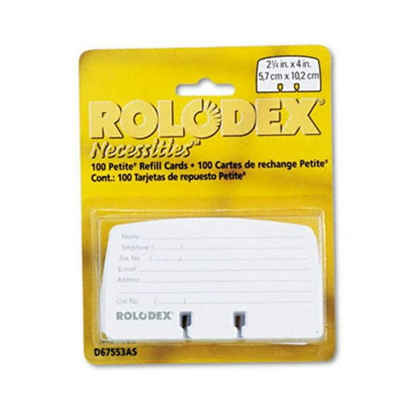 Rolodex  Petite Refill Cards  2-1/4 x 4  100 Cards per Set