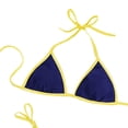 thumbnail image 3 of JSGEK Women Sexy Bikini Set Solid Color Extended Sizing Drawstring Detail Padded Support Beach Ready Padded Support Blue XS, 3 of 5