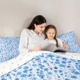 thumbnail image 4 of Erosebridal Blue Flower Queen Comforter Set for Girls, Chic Floral Bedding Comforter Set, Reversible, 3pcs, 4 of 6