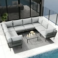 thumbnail image 3 of LayinSun 9 Pieces Aluminum Patio Furniture Set, Modern Modular Sectional Sofa with Coffee Table and Upgrade Thickness Cushion, 3 of 8