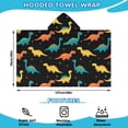thumbnail image 2 of Black Colorful Dinosaurs Pattern Hooded Bath Towel，50"x30" for Ages 3 To 12 Kids, Quick Dry Lightweight Soft Microfiber Hood Beach Towel Cover Up for Kids, 2 of 7