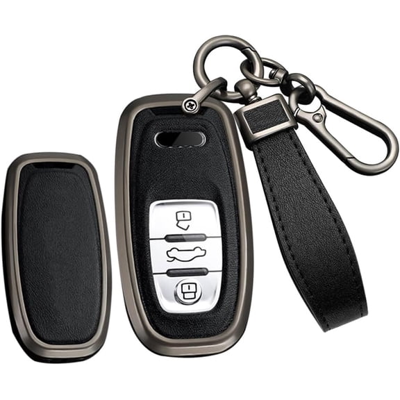 Key Fob Cover for Audi R8 Q5 Q7 S3 S4 S5 S6 S7 S8 SQ5 A4 A5 A6 Leather Metal Frame Full Protection with Keychain