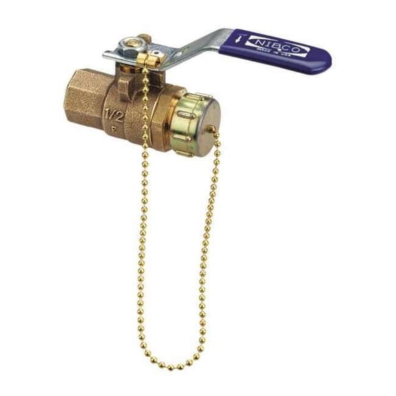 Nibco 3/4" FNPT x Hose Cap Bronze Ball Valve Inline T5857066HC 3/4
