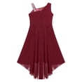 thumbnail image 4 of Miaeowve Robe Haute Basse à Sequins pour Filles Robe Sans Manches en Chiffon Froncée pour Mariage Bal Formel Bourgogne 8, 4 of 7