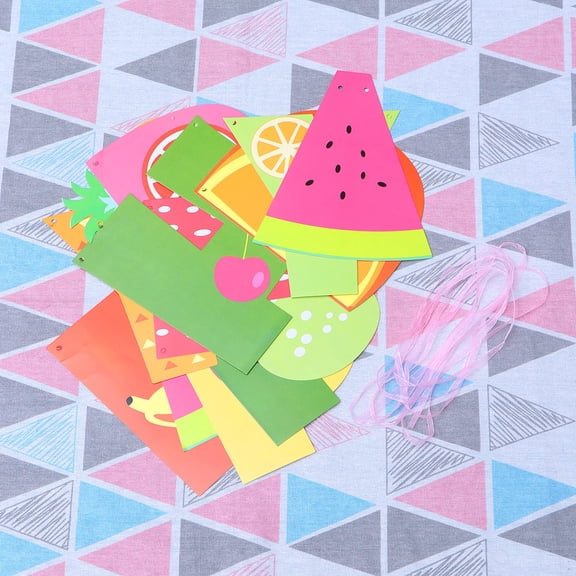 FESTFENDS 1Set Fruit Decor Banner Multi Colored Rectangular Cards For Luau Party Summer Birthday Decor