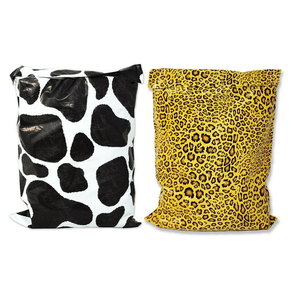 Farmland Safari Combo! Cow, Leopard Print Design 10x13 inch Poly Mailers, Self Seal Shipping Mailing Mail bags