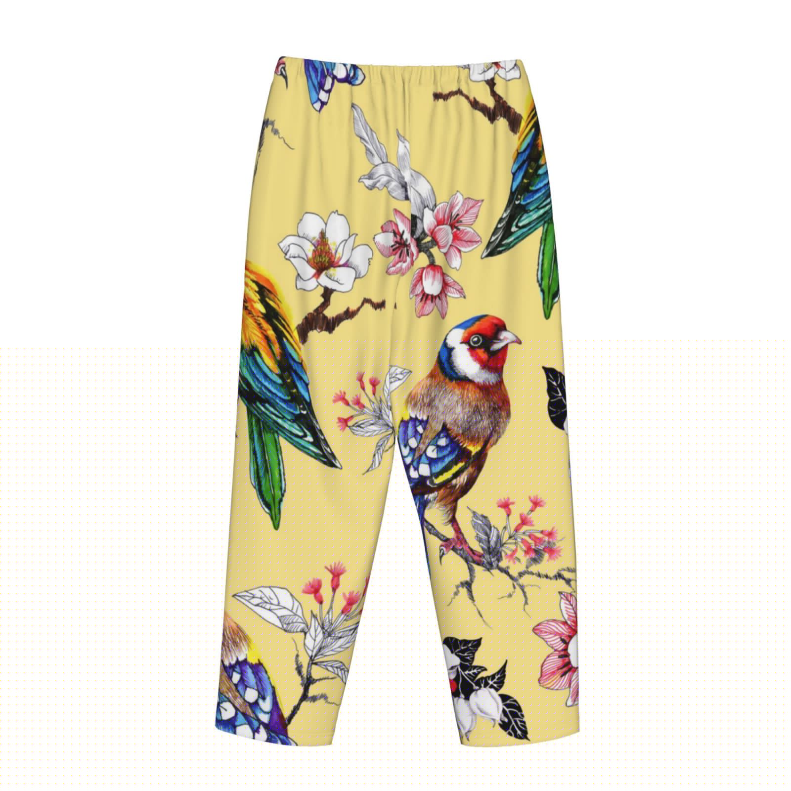 thumbnail image 5 of Kll Womens Beautiful Bright Birds And Flowers Print Pajama Pants Soft Pajama Bottoms For Women Cozy Lounge Pants, 5 of 9