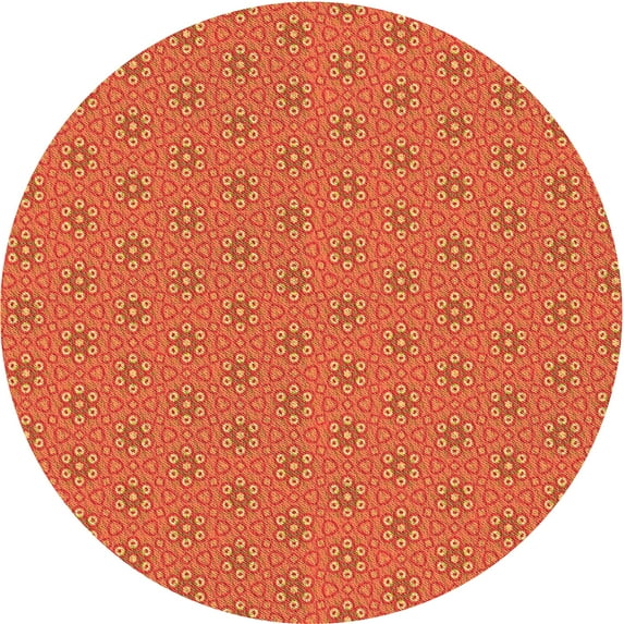 Ahgly Company Machine Washable Indoor Round Transitional Orange Area Rugs, 7' Round