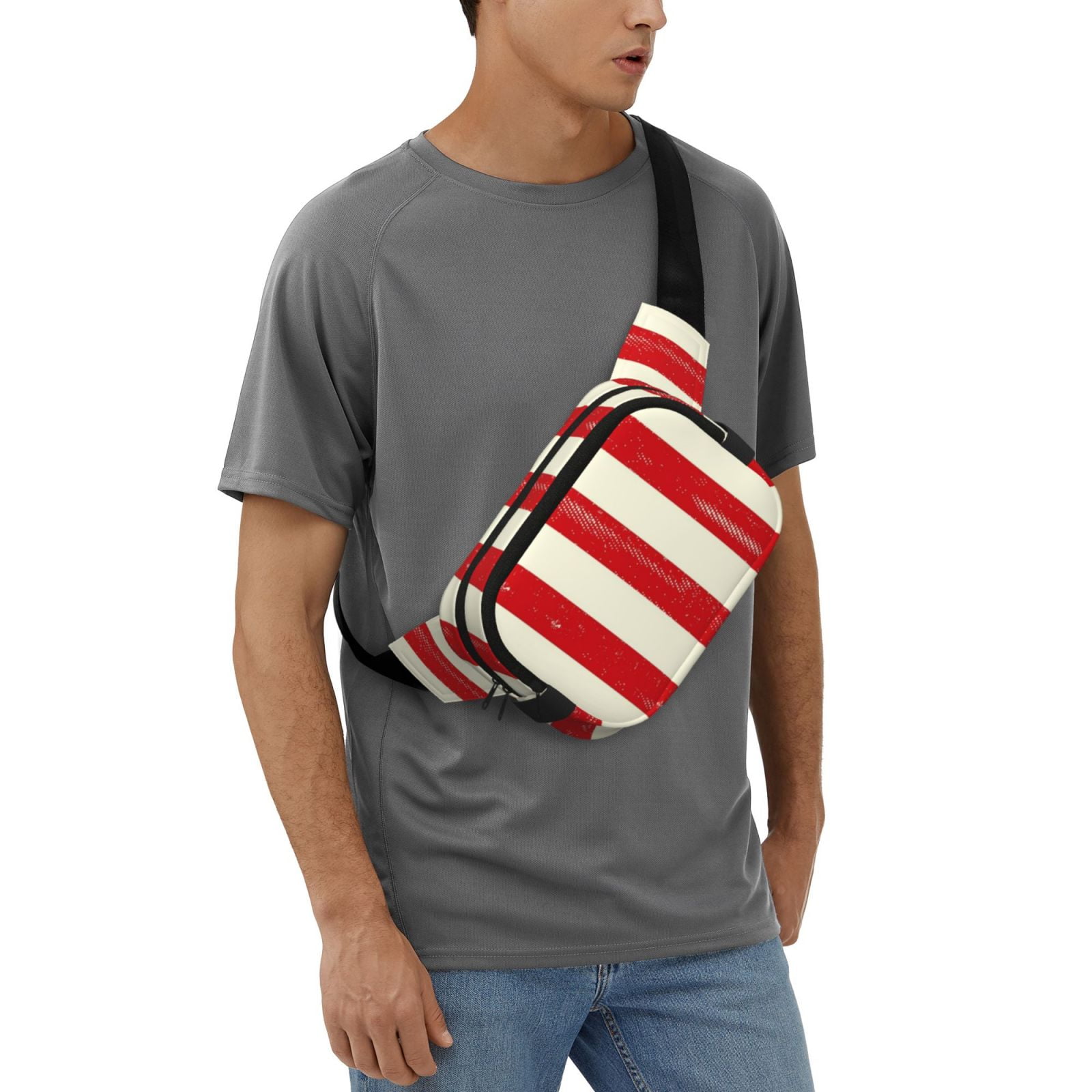 Picia America Flags2 Print Square Double-Layer Waist Bag Mini Adjustable Waist Belt Bag Exercise Running Travel Hiking