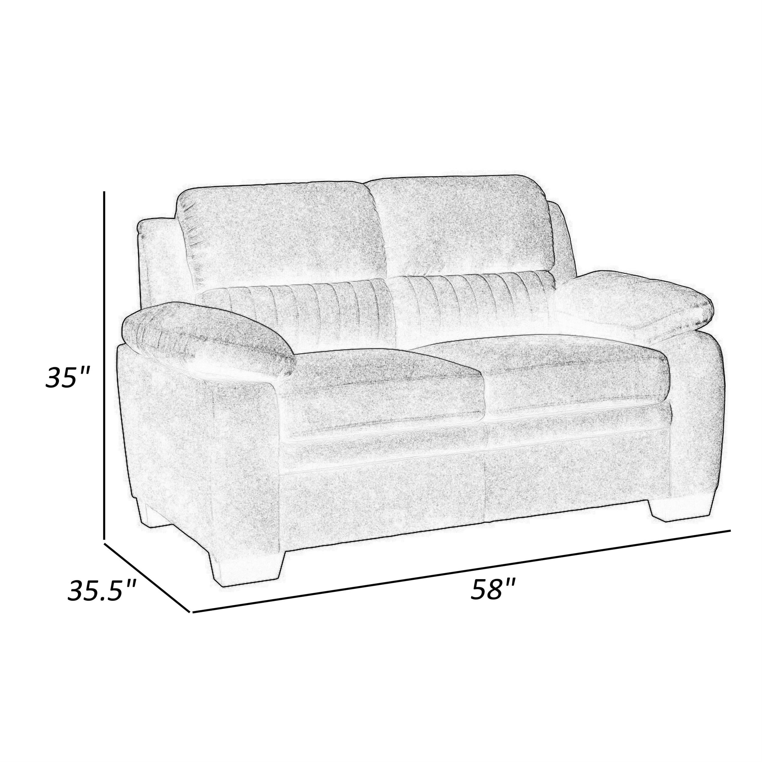 Hugh 58 Inch Loveseat- Dark Gray Polyester- Foam Cushioned- Solid Wood