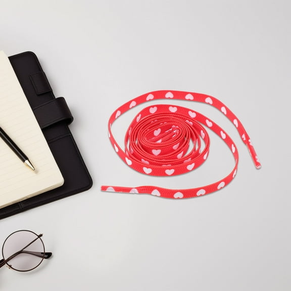 Masteelf 1 Pair Heart Printed Flat Shoelaces for Sneakers Casual Shoes and Boots Love Shoe Laces for Anniversary or Special Occasions Red