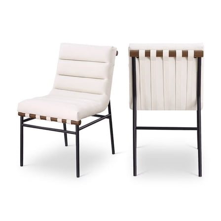 Meridian Furniture Burke Cream Vegan Leather Dining Chair (Set of 2)