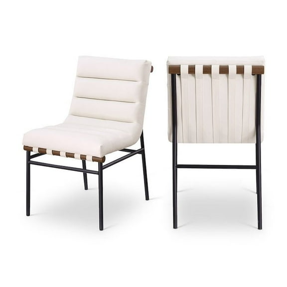 Meridian Furniture Burke Cream Vegan Leather Dining Chair (Set of 2)