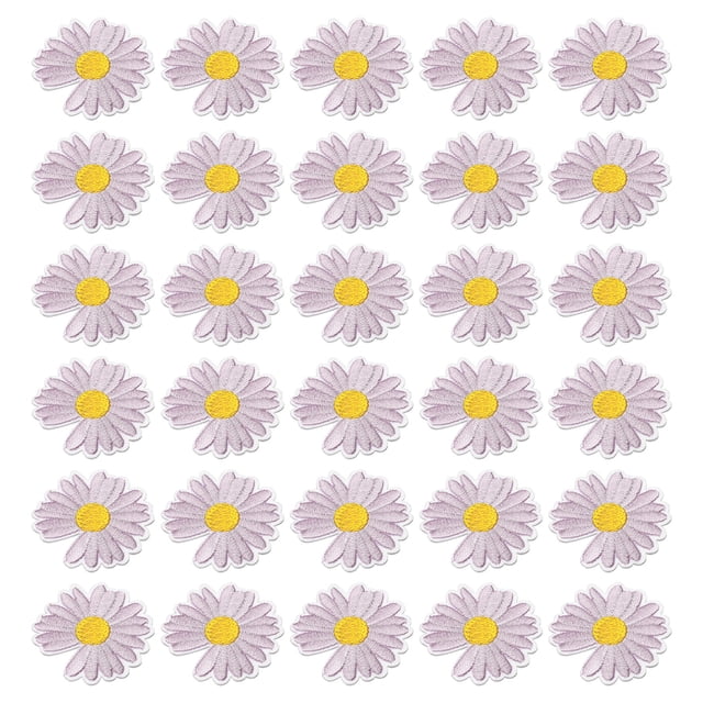 Parches Bordados de Flores Uxcell, 30Pcs Parche de Aplicación para Reparación de Decoración de Ropa, Púrpura 1.46"Lx1.42"W
