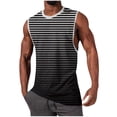 thumbnail image 2 of Yertdoel Men's Tank Tops Gradient Striped Print Sleeveless Crew Neck T-shirts Loose Soft Outdoor Gym Running Summer Casual Tank Top, 2 of 5