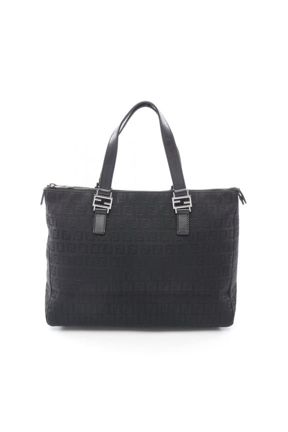 Pre-Owned Fendi Zucchino Tote Bag Handbag Canvas Leather Women's Black