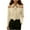 #258-Khaki, variant on Ounisa Women's Bow Tie Neck Long Sleeve Off Shoulder Buttton Cuff Chiffon Elegant Blouse