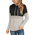 thumbnail image 1 of Women's Color Block Hoodies Fall Long Sleeve Sweatshirt Casual Drawstring Pullover Tops Striped Tunic Shirts, 1 of 5