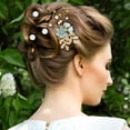 thumbnail image 3 of 20 Pack Classy Dusty Blue Flower Bridal Wedding Hair Side Combs+Floral Hair Pins+Twist Spiral Pearl Hair Pins Clips Pieces Formal Prom Headpieces Accessories for Brides Bridesmaids Women Girls, 3 of 4
