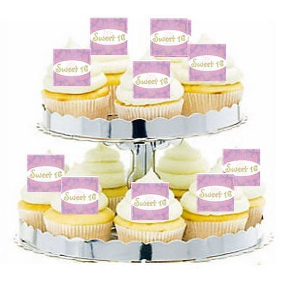 24pk Sweet 16 Oval Edible Cupcake Decoration Toppers / Picks