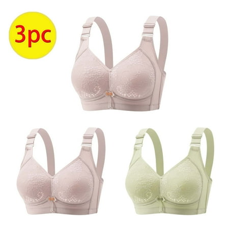 GERsome Womens Push Up Everyday Bras Comfortable Wireless Underwear Full Coverage V Neck Seamless Bra Smooth Brassiere Wire Free Basic Bras Pack of 3 Assorted Color 2Purple/Green S