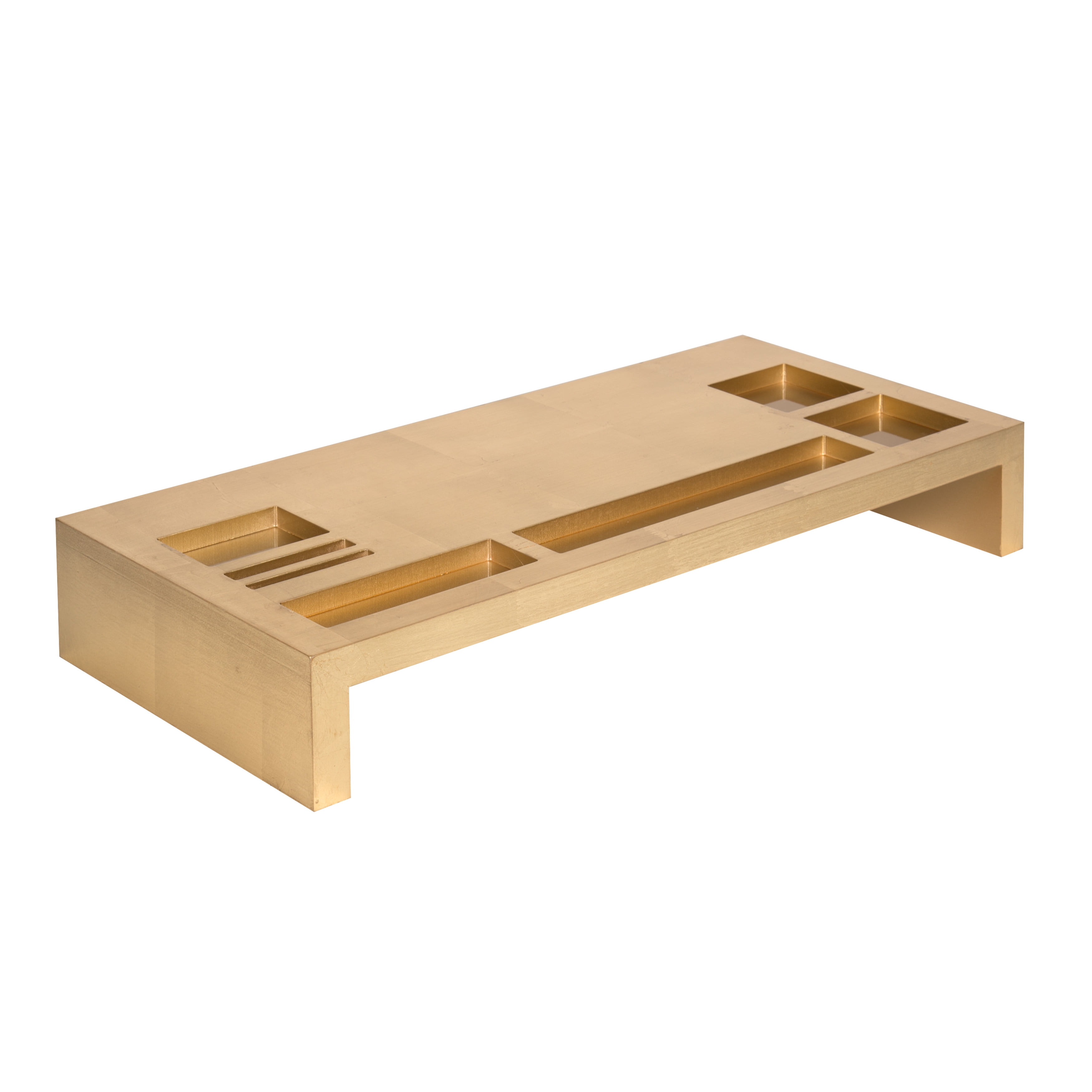 Kate and Laurel Briggs Wood Monitor Riser Desk Organizer, Gold ...