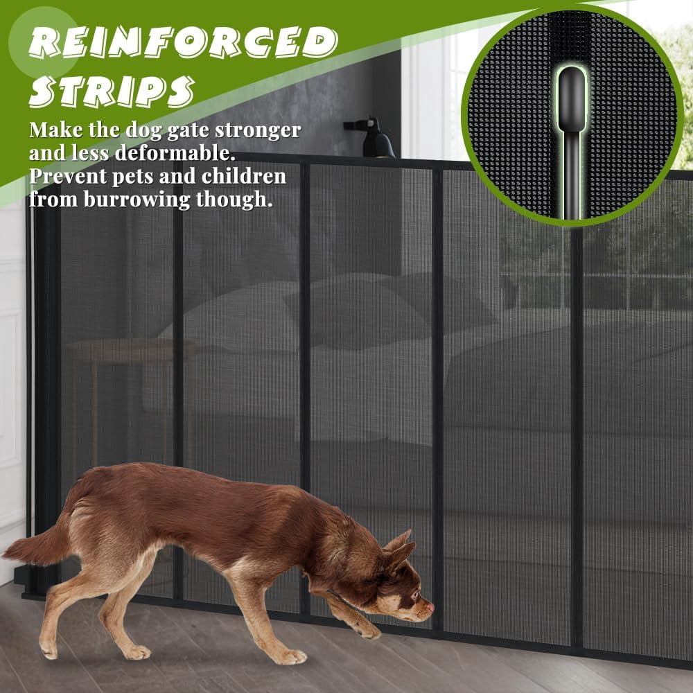 47" Extra Tall Retractable Baby Gates, Extends to 59" Wide, ExtraTall Retractable Safety Gate with Reinforced Strips, Retractable Tall Dog Gate for Doorways Mesh Baby Pet Gates Indoor, Black