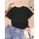 thumbnail image 4 of SOMEBODY'S FERAL CHILD And Cartoon Face With Skeletal Hand Graphic Print, Girls' Casual Crew Neck Short Sleeve T-shirt, Comfy Top Clothes For Spring And Summer For Outdoor Activities, 4 of 6