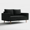 thumbnail image 4 of Furniture of America Doux Black MCM Custom Boucle Upholstered Fabric Welt Trim Living Room Loveseat Sofa Couch, 4 of 6