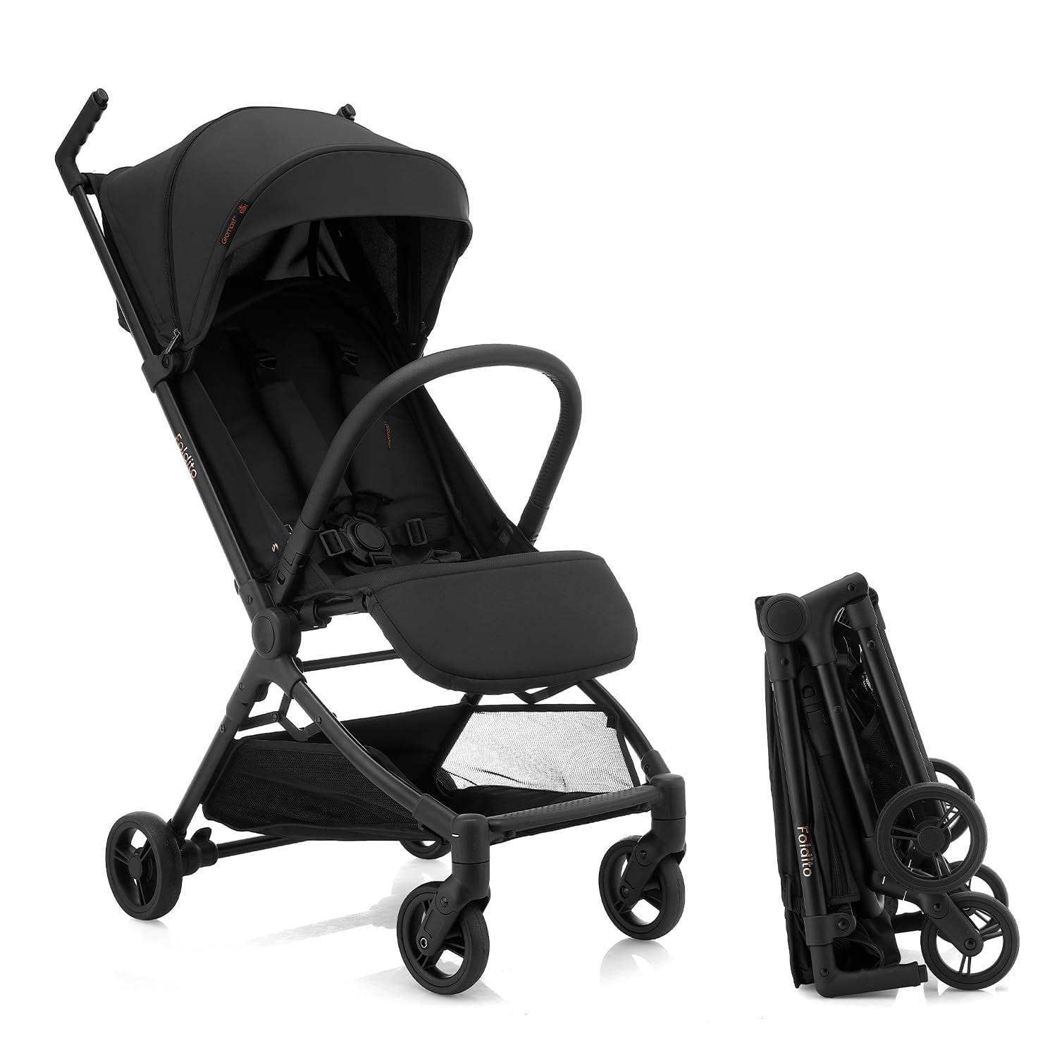 Gromast Travel Stroller for Airplane, Ultra Compact & Lightweight – Only 9.9 lbs, Portable Infant Toddler Baby Stroller, w/ UPF 50+ Canopy - Black