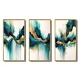 thumbnail image 2 of Designart "Teal and Gold Abstract Expressionism I" Modern Framed Wall Art Set Of 3 - Turquoise Abstract Liquid Ink Frame Canvas Set For Living Room Decor, 2 of 6