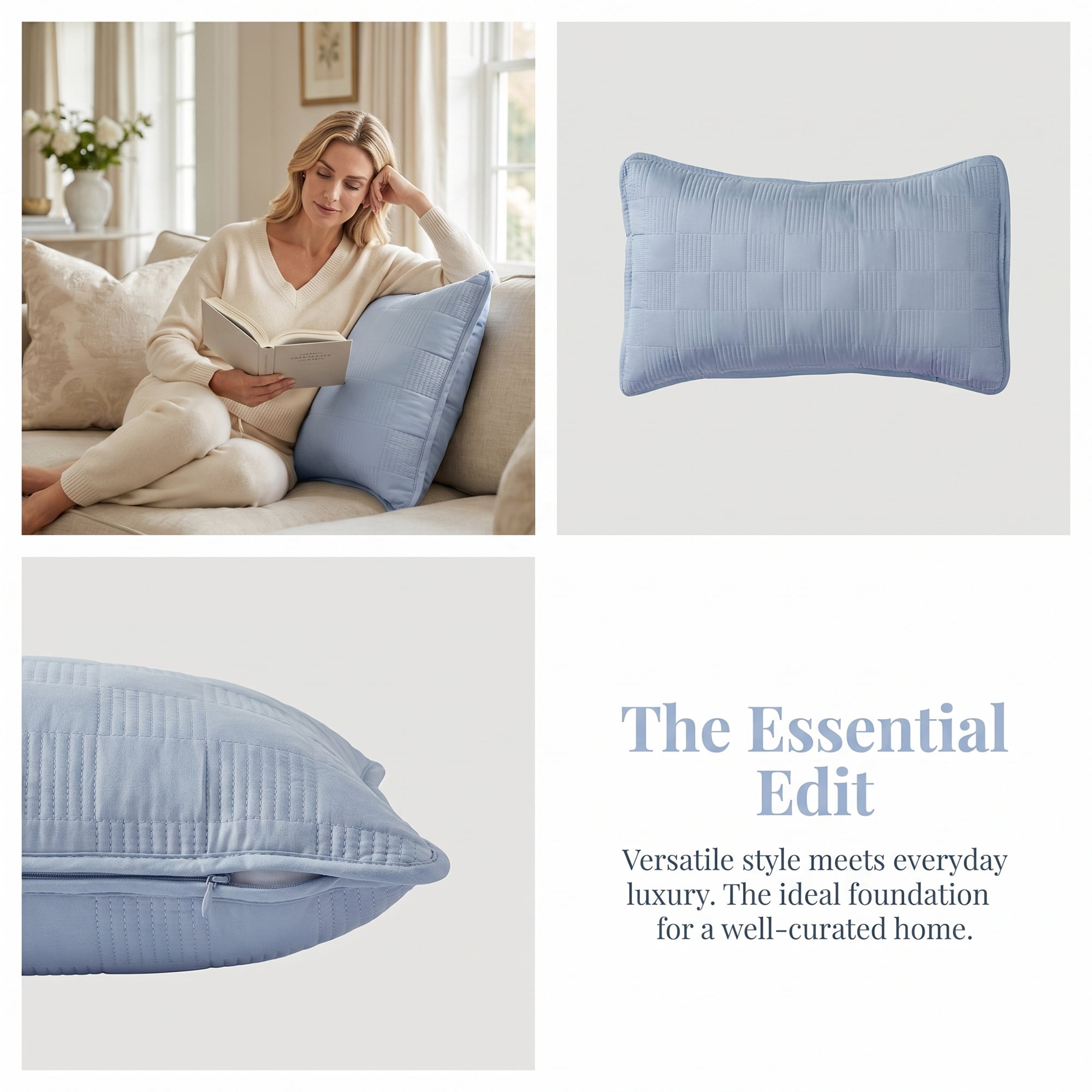 Unique Bargains Comfortable Pillow Protector, 2-pack, Polyester Quilted for Home Sky Blue