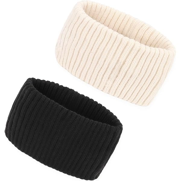 wonima11 Knit Headwraps, 2 Pack Wide Ear Warmer Headbands, Non-slip Thick Winter Headbands for Women